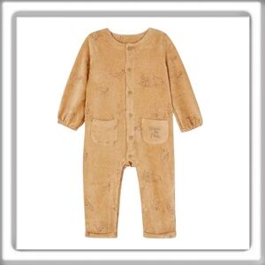 Disney Baby Winnie The Poor Tan Corduroy One Piece Romper Pockets Size 3-6 Month